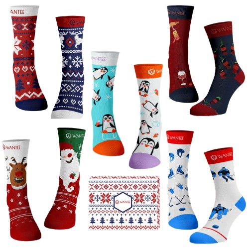 Chaussettes Cadeau de Noël pour Homme Wantee – Lot de 5 Chaussettes Cadeau de Noël pour Homme Wantee – Lot de 5