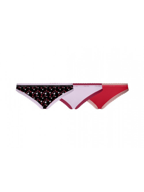 Culottes femme Calvin Klein Bottoms Up Refresh Bikini noir, blanc, rouge – lot de 3