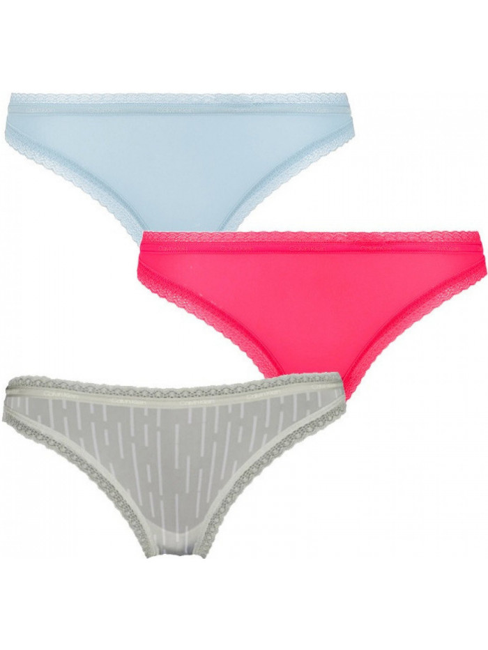 Culottes Bikini Femme Calvin Klein Bottoms Up Refresh Bleu Clair, Vert Clair, Rose Lot de 3