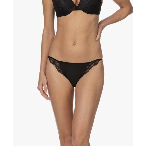 Culotte Femme Calvin Klein Black Linear Lace-Bikini Noir