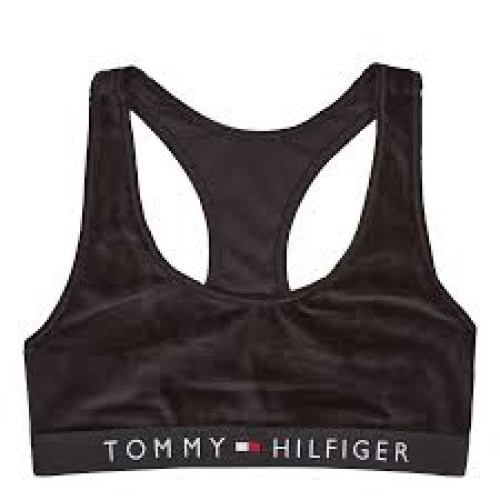 Brassière de sport pour femme Tommy Hilfiger Unlined Bralette Velours Noir