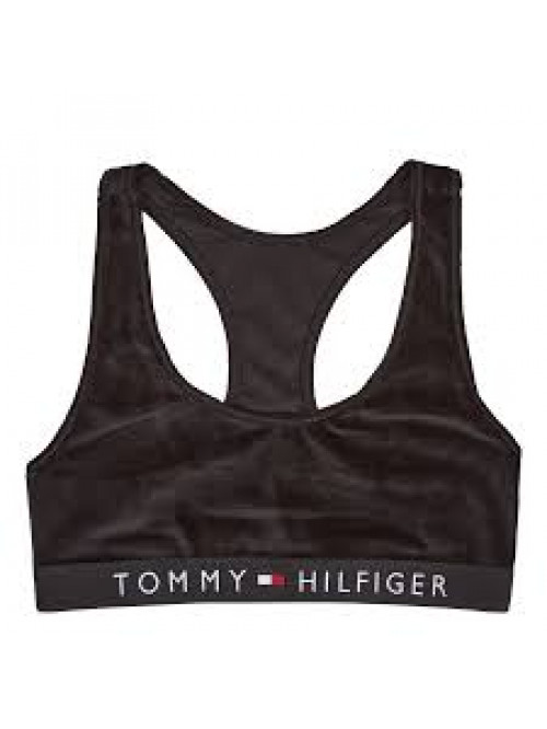 Brassière de sport pour femme Tommy Hilfiger Unlined Bralette Velours Noir