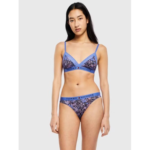 Soutien-gorge Femme Tommy Hilfiger Original Dentelle-Triangle Imprimé Non Rembourré Bleu