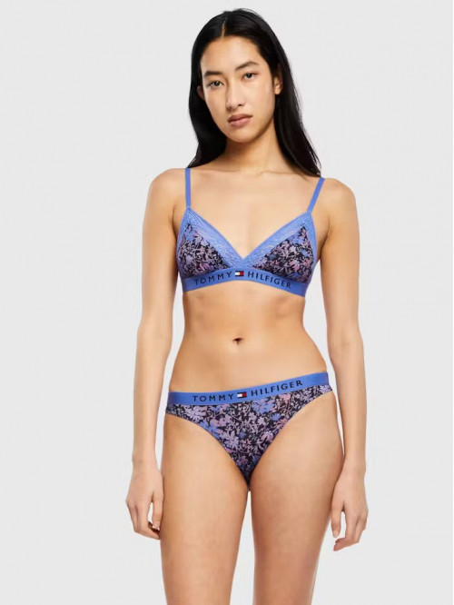 Soutien-gorge Femme Tommy Hilfiger Original Dentelle-Triangle Imprimé Non Rembourré Bleu
