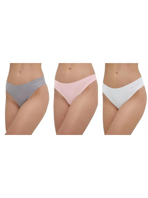 Culottes brésiliennes sans couture Tommy Hilfiger pour femme, lot de 3 – Rose, Gris, Blanc