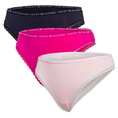 Culottes pour femme Tommy Hilfiger Recycled Micro Lace Bikini rose clair, rose foncé, noir 3-pack