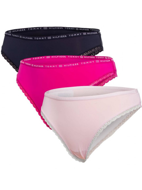 Culottes pour femme Tommy Hilfiger Recycled Micro Lace Bikini rose clair, rose foncé, noir 3-pack