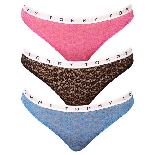 Culottes en Dentelle pour Femme Tommy Hilfiger Full Lace Bikini 3-Pack Multicolore - Rose, Noir, Bleu