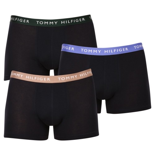 Boxers pour hommes Tommy Hilfiger Recycled Essentials Trunk WB noirs avec ceintures colorées 3-pack