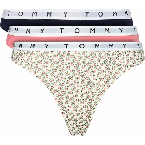 Tangas Femme Tommy Hilfiger Print Thong 3-Pack Multicolore - Rose, Blanc, Noir