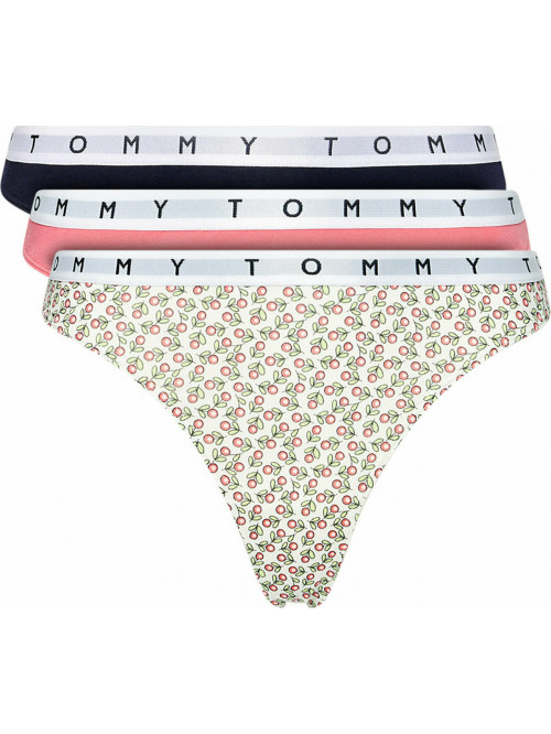 Tangas Femme Tommy Hilfiger Print Thong 3-Pack Multicolore - Rose, Blanc, Noir