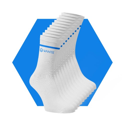 Chaussettes Basic White and Blue Wantee 10-pack Chaussettes Basic White and Blue Wantee 10-pack