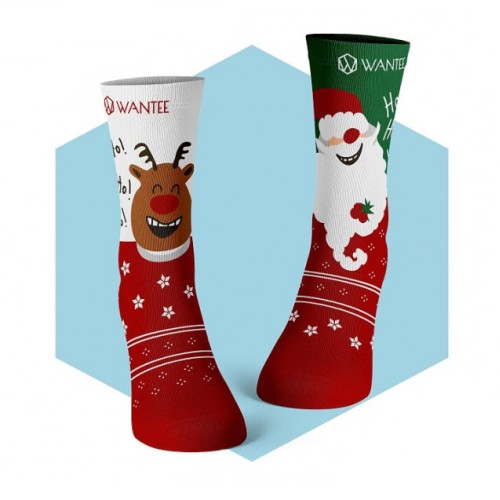 Chaussettes Père Noël Joyeux et Renne Heureux Wantee